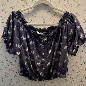 Lucky Brand Floral Blue Crop Top
